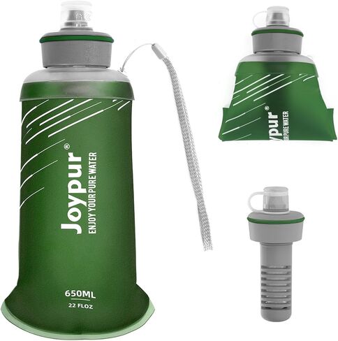 Water Filter Survival - Collapsible Water Bottle with Filter 0.01 Micron Squeeze Filtered Water Bottle 22oz for Hiking Backpacking Camping BPA-Free(White 650ml) in Saudi Arabia