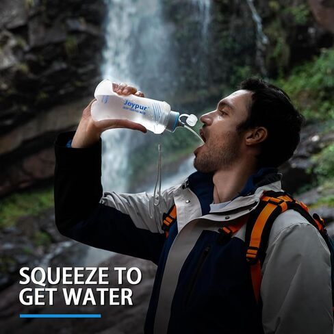 Water Filter Survival - Collapsible Water Bottle with Filter 0.01 Micron Squeeze Filtered Water Bottle 22oz for Hiking Backpacking Camping BPA-Free(White 650ml) in Saudi Arabia