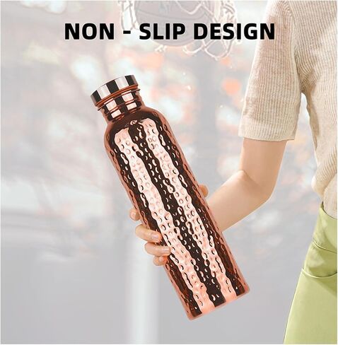 Copper Water Bottle 27 Ounce, Hammered Leakproof Ayurvedic Copper Vessel for Drinking Water, Reusable Bottle for Home, Office, Gym, Travel & Gifting in Saudi Arabia