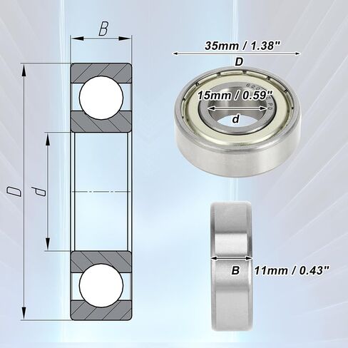 ACROPIX 6202ZZ Deep Groove Ball Bearings P0 15x35x11mm Lubricated Bearings Double Metal Seal Silver Tone Scooter Skateboard Wheel - Pack of 4 in Saudi Arabia