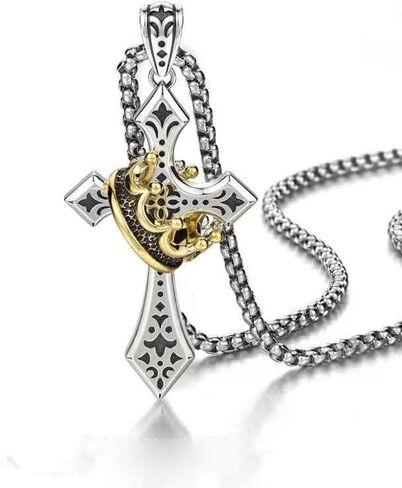 men's cross earrings with crown - vintage crucifix pendant for men, jesus cross earrings in Saudi Arabia