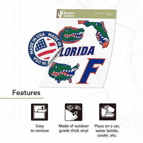 ملصق جامعة صبار الصحراء في فلوريدا UF Gators ملصق شارات الفينيل زجاجة مياه للكمبيوتر المحمول للسيارة T2 (النوع 2-3) in Saudi Arabia