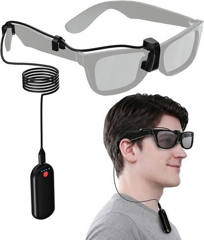 حزمة بطارية النظارات الذكية بقدرة 3000 مللي أمبير في الساعة لنظارات Ray-Ban Meta AI، وشاحن مثبت لـ Wayfarer وSkyler، وشحن سريع، وبطارية خفيفة الوزن يمكن ارتداؤها وموصلات محسّنة، وإطالة مدة الفيديو حتى 48 ساعة in Kuwait