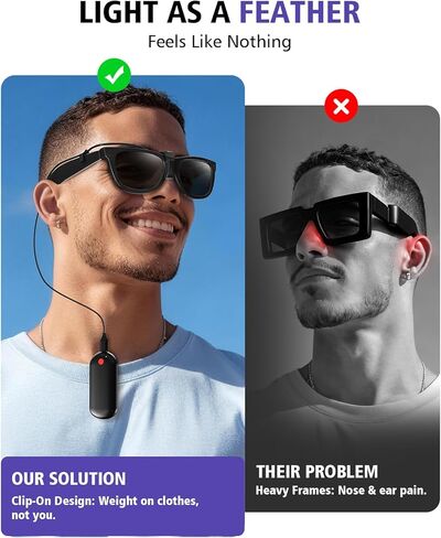حزمة بطارية النظارات الذكية بقدرة 3000 مللي أمبير في الساعة لنظارات Ray-Ban Meta AI، وشاحن مثبت لـ Wayfarer وSkyler، وشحن سريع، وبطارية خفيفة الوزن يمكن ارتداؤها وموصلات محسّنة، وإطالة مدة الفيديو حتى 48 ساعة in Kuwait