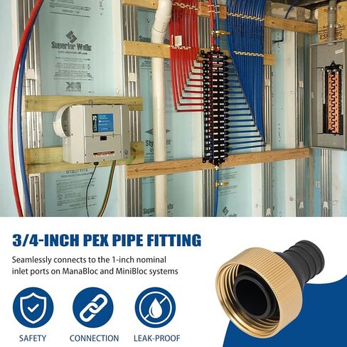 50141 محول إمداد تجعيد 3/4 بوصة PEX لمنافذ الإدخال الاسمية Viega ManaBloc وMiniBloc 1 بوصة - 3 قطع in Kuwait