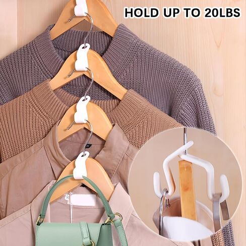 30 PCS Space Saving Hanger - Clothes Connector Hooks, Stacking Space Saver, Plastic Closet Organizers and Storage Extender for Heavy Duty Cascading Connection (White) in Saudi Arabia