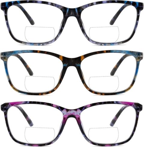 نظارات قراءة ثنائية البؤرة للنساء، نظارات علوية شفافة، نمط طباعة أنيق للسيدات، مفصلات ربيعية in Kuwait