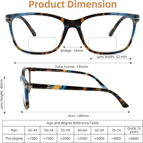 نظارات قراءة ثنائية البؤرة للنساء، نظارات علوية شفافة، نمط طباعة أنيق للسيدات، مفصلات ربيعية in Kuwait