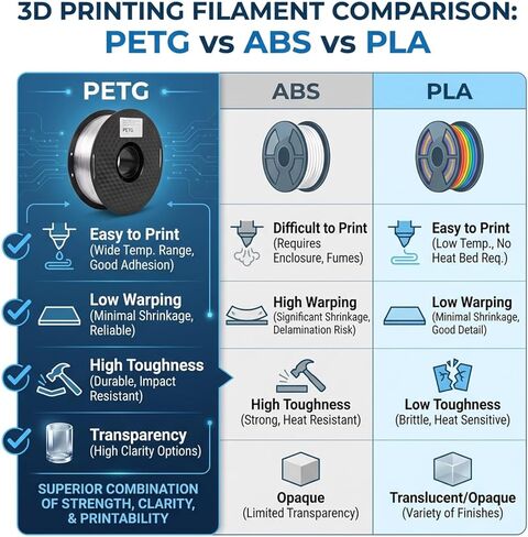 Transparent PETG Filament 1.75mm, Clear PETG 1kg Spool, ±0.02mm Accuracy, Light Diffusing Finish, Strong & Smooth Printing for FDM 3D Printers in Saudi Arabia