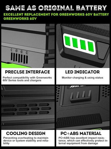 80V 3.0Ah Battery Replacement for Greenworks 80V Battery, Fit for Greenworks PRO 80V Lithium-Ion Battery GBA80200 GBA80250 GBA80400 GBA80500 / 75+ Compatible Green Works Tools in Saudi Arabia