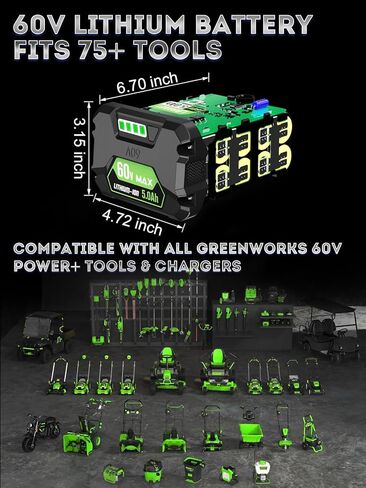 80V 3.0Ah Battery Replacement for Greenworks 80V Battery, Fit for Greenworks PRO 80V Lithium-Ion Battery GBA80200 GBA80250 GBA80400 GBA80500 / 75+ Compatible Green Works Tools in Saudi Arabia