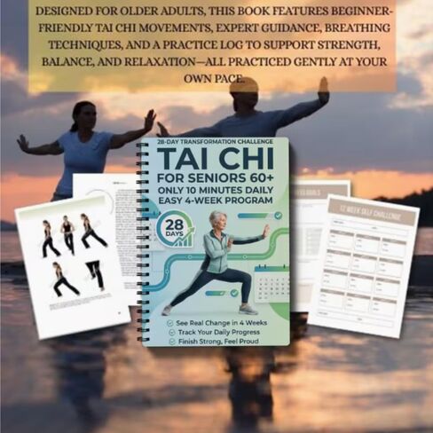 Tai Chi Manual for Seniors and Beginners, Spiral Bound, 10-Minute Daily 4-Week Program for Fitness, Training, Step by Step, A1 in Kuwait