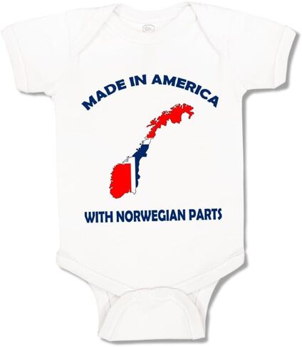 Baby Bodysuit Made in America with Norwegian Parts Boy & Girl Clothes White in Saudi Arabia