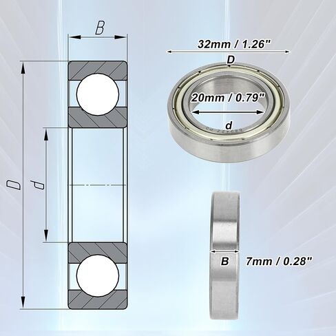 ACROPIX 6804ZZ Deep Groove Ball Bearings P0 20x32x7mm Lubricated Bearings Double Metal Seal Silver Tone Scooter Skateboard Wheel - Pack of 4 in Saudi Arabia