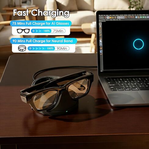 محطة شحن 2 في 1 متوافقة مع نظارات RayBan Meta Display والشريط العصبي، حامل شحن متوافق مع ملحقات نظارات Meta Display in Kuwait