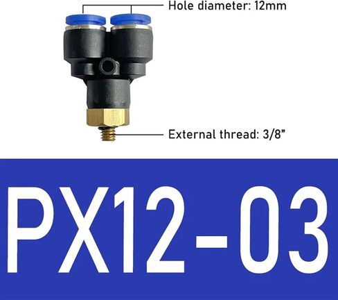 10PCS PX Pneumatic Fittings Y-Shaped Tee 4-12mm Outer Diameter Hose M5 1/8 "1/4" 3/8 "1/2" BSPT External Thread Tee Air Connector(PX12-03 10PCS) in Kuwait