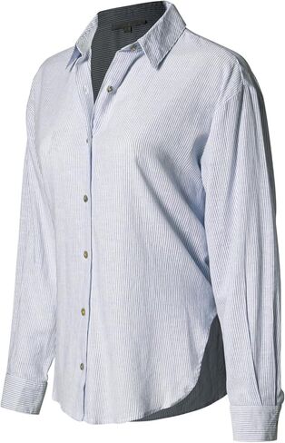 Design by Olivia Women's Striped Button Down Shirts Oversized Cotton Linen Long Sleeve Boyfriend Shirt Dressy Casual Blouse in Saudi Arabia