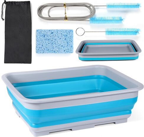 CPAP Cleaning kit Hose and Mask Brush with Collapsible Wash Basin Tub，Sponge and Storage Hag，6.9ft Extra Long Hose Brush, Compatible with 15mm and 22mm Hoses in Saudi Arabia