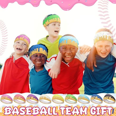 9 Pcs Baseball Drip Headband Ice Cream Drip Teenager Sweatband Multi-Color Elastic Polyester for Baseball Football Golf Sports Women and Men Accessories in Saudi Arabia