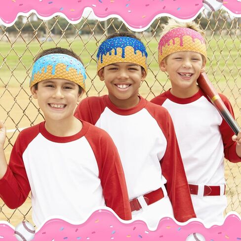 9 Pcs Baseball Drip Headband Ice Cream Drip Teenager Sweatband Multi-Color Elastic Polyester for Baseball Football Golf Sports Women and Men Accessories in Saudi Arabia