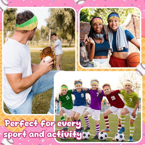 9 Pcs Baseball Drip Headband Ice Cream Drip Teenager Sweatband Multi-Color Elastic Polyester for Baseball Football Golf Sports Women and Men Accessories in Saudi Arabia