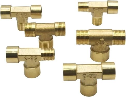 1pcs Brass Pipe Fittings Male Female Thread Straight Elbow 3-Way 4-Way Plug Nut Gasket, Brass Adapter Coupler Connector(Size:Tee-FMF,Color:1/4") in Saudi Arabia