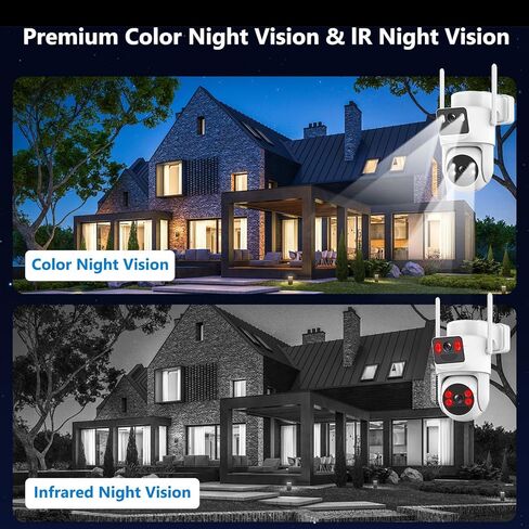 4K Cameras Cameras Wireless Outdoor Battery مدعوم من 5 جيجا هرتز و 2.4 جيجا هرتز Bullet و 360 ° PTZ كاميرا أمان خارجية مع لوحة شمسية (أبيض 2Pack) in Kuwait
