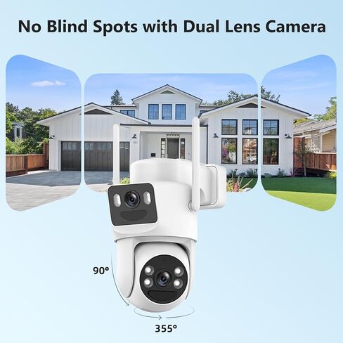 4K Cameras Cameras Wireless Outdoor Battery مدعوم من 5 جيجا هرتز و 2.4 جيجا هرتز Bullet و 360 ° PTZ كاميرا أمان خارجية مع لوحة شمسية (أبيض 2Pack) in Kuwait