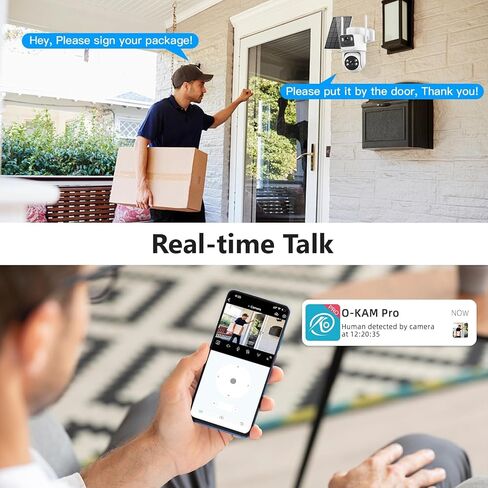 4K Cameras Cameras Wireless Outdoor Battery مدعوم من 5 جيجا هرتز و 2.4 جيجا هرتز Bullet و 360 ° PTZ كاميرا أمان خارجية مع لوحة شمسية (أبيض 2Pack) in Kuwait