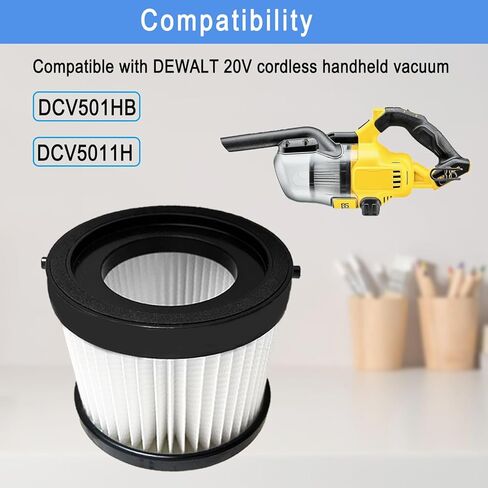 مرفق مرشحات مكنسة DCV501HB DCV5011H متوافق مع مكنسة كهربائية محمولة لاسلكية ديوالت 20 فولت قابلة للغسل وإعادة الاستخدام، 6 عبوات in Kuwait