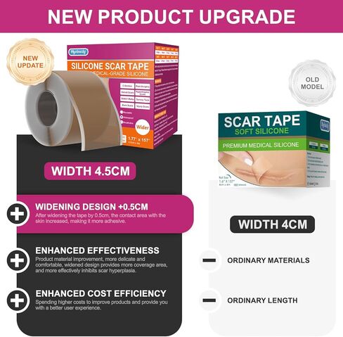 Silicone Scar Sheets Medical Grade Silicone Scar Tape for Surgical Scars 1.77" x 157" 4M Wider Silicone Tape for Keloid Scars, Hypertrophic, C-Section, Tummy Tuck, Surgery and Burn Scar Patches in Kuwait