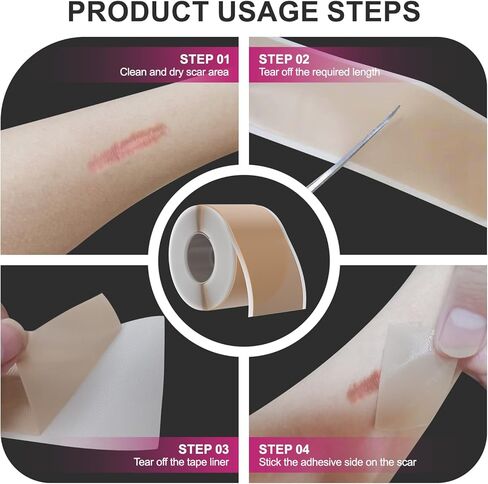 Silicone Scar Sheets Medical Grade Silicone Scar Tape for Surgical Scars 1.77" x 157" 4M Wider Silicone Tape for Keloid Scars, Hypertrophic, C-Section, Tummy Tuck, Surgery and Burn Scar Patches in Kuwait