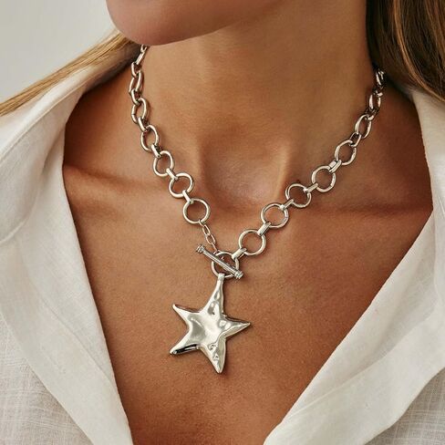 Star Necklace Gold Chunky Star Necklace Gold Chain Statement Necklaces for Women Trendy Stocking Stuffers Christmas Gifts in Saudi Arabia