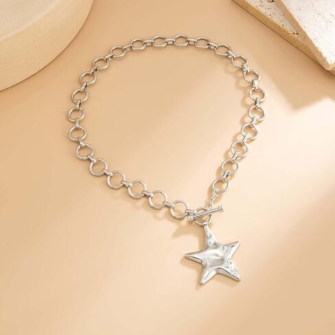 Star Necklace Gold Chunky Star Necklace Gold Chain Statement Necklaces for Women Trendy Stocking Stuffers Christmas Gifts in Saudi Arabia