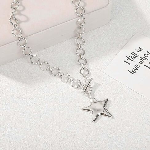 Star Necklace Gold Chunky Star Necklace Gold Chain Statement Necklaces for Women Trendy Stocking Stuffers Christmas Gifts in Saudi Arabia