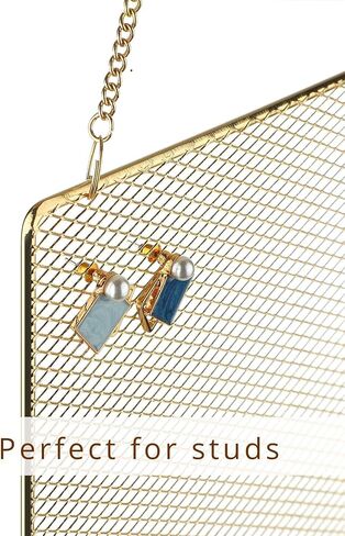 Heesch 2pack عرض القرط المعلقة حامل المجوهرات المنظم الزخرفية شكل الماس المعدني مع 10 خطاف لسوار القلادة (ذهبي) (مستطيل ذهبي) in Kuwait