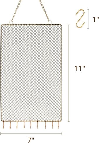 Heesch 2pack عرض القرط المعلقة حامل المجوهرات المنظم الزخرفية شكل الماس المعدني مع 10 خطاف لسوار القلادة (ذهبي) (مستطيل ذهبي) in Kuwait