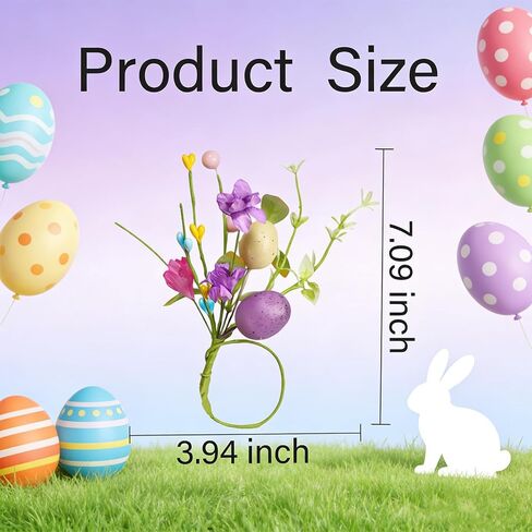 Easter Eggs Napkin Rings Set of 4, Handmade Purple White Egg Flowers Napkin Ring Holders Tableware Decor for Spring Holiday Dinner Wedding Party Rustic Farmhouse Table Setting Supplies in Saudi Arabia