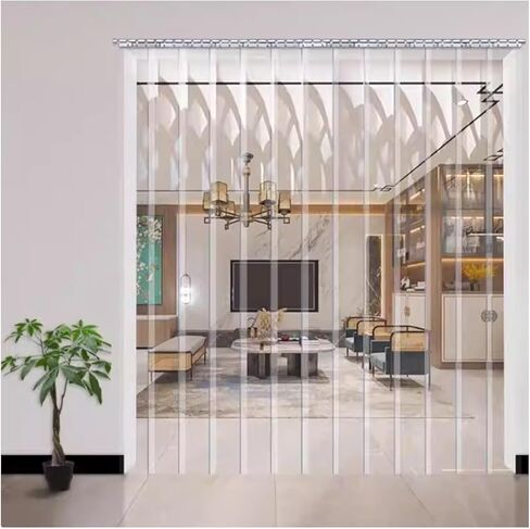 PVC Strip Door Curtain Kit - Insulated Freezer & Outdoor Doorway Curtains, Waterproof & Wind-Resistant, 75x240cm (29.53x94.49in) for Balconies & Storm Protection in Kuwait