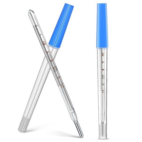 MAGICLULU 2Pcs Glass Temperature for Adults, Single Scale ℃ Oral Underarm Temperature with Protective Case Accurate Measurement Fast Reading for Kids Elders Family Clinic Basal Fever Indicator in Saudi Arabia