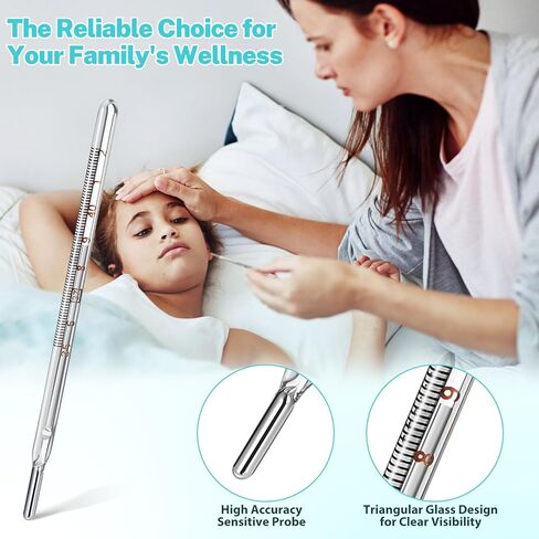 MAGICLULU 2Pcs Glass Temperature for Adults, Single Scale ℃ Oral Underarm Temperature with Protective Case Accurate Measurement Fast Reading for Kids Elders Family Clinic Basal Fever Indicator in Saudi Arabia