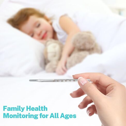 MAGICLULU 2Pcs Glass Temperature for Adults, Single Scale ℃ Oral Underarm Temperature with Protective Case Accurate Measurement Fast Reading for Kids Elders Family Clinic Basal Fever Indicator in Saudi Arabia