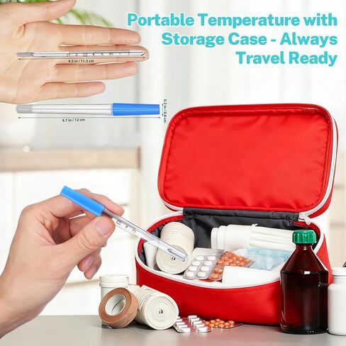 MAGICLULU 2Pcs Glass Temperature for Adults, Single Scale ℃ Oral Underarm Temperature with Protective Case Accurate Measurement Fast Reading for Kids Elders Family Clinic Basal Fever Indicator in Saudi Arabia
