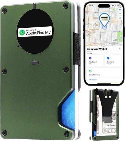 محفظة هوائية للرجال مع شريحة AirTag مدمجة، تعمل مع Apple Find My (iOS فقط)، تتبع محفظتك، محفظة رفيعة صغيرة للرجال، محفظة RFID للرجال، حامل بطاقة الائتمان (أزرق سماوي) in Kuwait