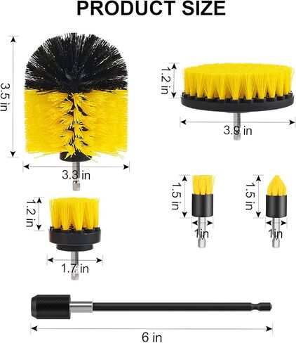 6 Pack Cleaning Brush Set with Extended Long Attachment - Medium Stiffness Bristles for Kitchen, Bathroom, Surface, Grout, Bathtub, Sink Cleaning in Saudi Arabia
