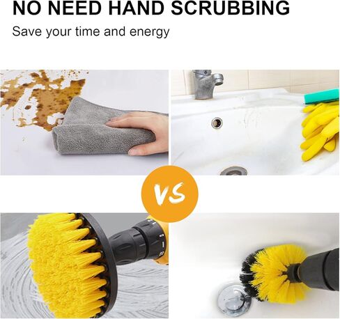 6 Pack Cleaning Brush Set with Extended Long Attachment - Medium Stiffness Bristles for Kitchen, Bathroom, Surface, Grout, Bathtub, Sink Cleaning in Saudi Arabia