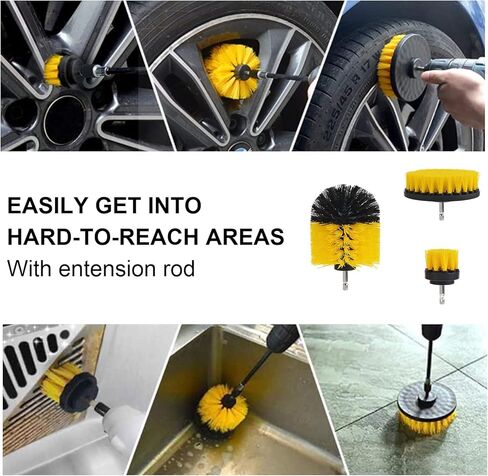 6 Pack Cleaning Brush Set with Extended Long Attachment - Medium Stiffness Bristles for Kitchen, Bathroom, Surface, Grout, Bathtub, Sink Cleaning in Saudi Arabia
