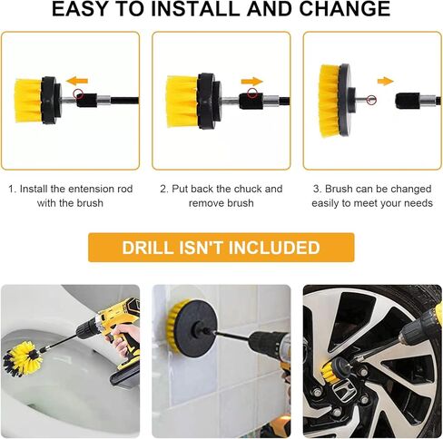 6 Pack Cleaning Brush Set with Extended Long Attachment - Medium Stiffness Bristles for Kitchen, Bathroom, Surface, Grout, Bathtub, Sink Cleaning in Saudi Arabia