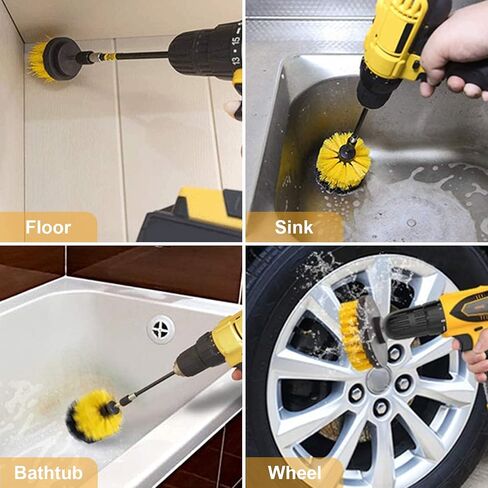 6 Pack Cleaning Brush Set with Extended Long Attachment - Medium Stiffness Bristles for Kitchen, Bathroom, Surface, Grout, Bathtub, Sink Cleaning in Saudi Arabia