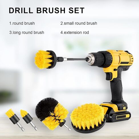 6 Pack Cleaning Brush Set with Extended Long Attachment - Medium Stiffness Bristles for Kitchen, Bathroom, Surface, Grout, Bathtub, Sink Cleaning in Saudi Arabia
